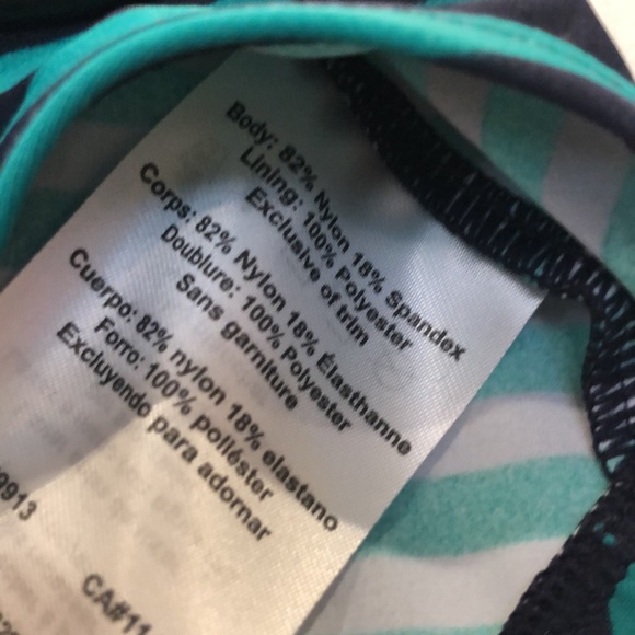 NWT!Beach bump green/navy striped tankini swimsuit - Picture 6 of 10